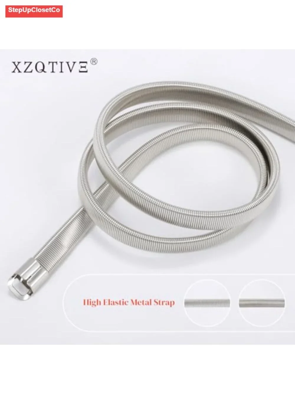 2-Piece Skinny Metal Chain Waist Belt for Women, Stretchy Saree Cinch Belt for